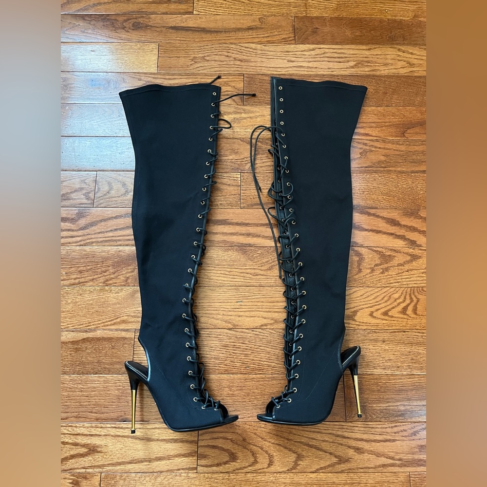 TOM FORD Canvas Over The Knee Boots Sz 38 US 7 - Picture 6 of 16
